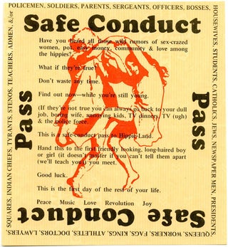 Item #38571 SAFE CONDUCT PASS. Original flyer. SF: nd. (1967