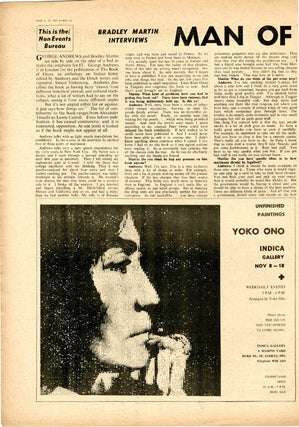 "Berlin… The Living Theatre", a short article on The Living Theatre's production of 'Frankenstein' in Berlin, accompanied by a photograph, and the first printing in English of Julian Beck's synopsis, in INTERNATIONAL TIMES #2 (London: October 31, 1966).