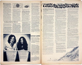 "Paradise Now" by Julian Beck, a two-colour centrespread with illustrations by John Hurford, in IT #35 (London: July 12-25, 1968).