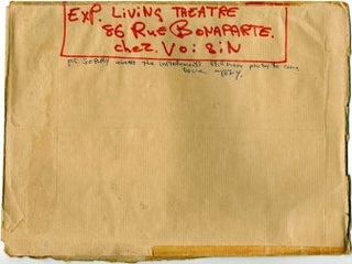 A group of items by members of The Living Theatre, originally sent from Grenoble to Jack Henry Moore at the Arts Lab in advance of their visit to London in June 1969.