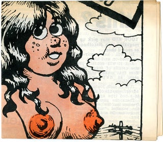 Original collage, untitled, c.1969 + Roundhouse flyer + Oz #24 with Robert Crumb poster.