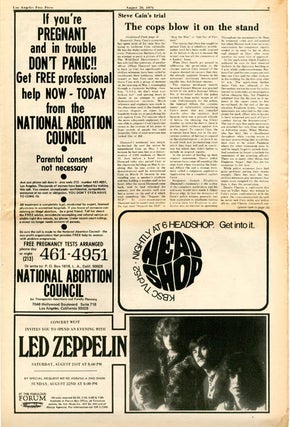 Full-page ad. announcing a benefit event for The Living Theatre at the Ash Grove (on Melrose), August 24-29 in LOS ANGELES FREE PRESS #370 (August 20, 1971).