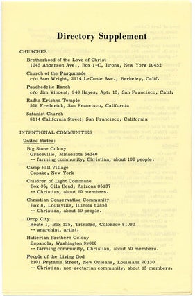 1967 DIRECTORY OF SOCIAL CHANGE: Intentional Communities, Psychedelic Churches, Scientific Mate-Matching, Social Change Agencies.