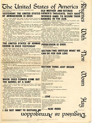 "Eekonomic Howl", a 4pp. interview with economist and futurist Robert Theobald in THE EAST VILLAGE OTHER Vol. 2, #18 (NY: August 5, 1967).