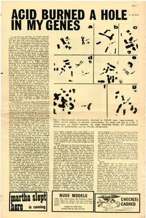 "Eekonomic Howl", a 4pp. interview with economist and futurist Robert Theobald in THE EAST VILLAGE OTHER Vol. 2, #18 (NY: August 5, 1967).