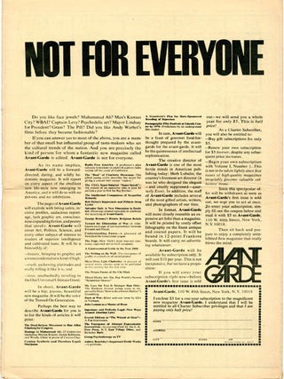 "Eekonomic Howl", a 4pp. interview with economist and futurist Robert Theobald in THE EAST VILLAGE OTHER Vol. 2, #18 (NY: August 5, 1967).