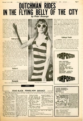 Short feature quoting Lynn Darnton, illustrated with a photograph of two members of the commune and front cover artwork, in INTERNATIONAL TIMES #25 (London: February 2, 1968).
