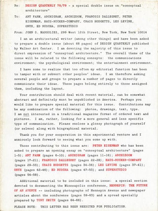 Item #39171 DESIGN QUARTERLY #78/79 - a Special Double Issue on 'Conceptual Architecture'...