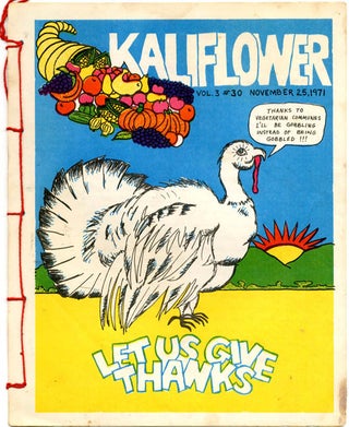 KALIFLOWER Volume 3, issue numbers 1/3/5/7/11/13/16/20/21/25/27/ 28/30/31/32/34/38/40/42/43/44/ 49/50/51/52 + Volume 4, issue no. 1 + original decorative envelope issued for Volume 3, nos. 1-14 (SF: May 6, 1971-May 11, 1972).