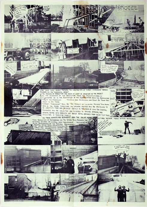 Item #39216 An original bulletin issued by the experimental architecture collective Street Farm on their ecological Street Farmhouse project in Eltham, south London. No place: no date (c. 1972). STREET FARM.