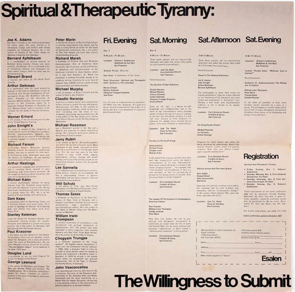 Item #39231 Spiritual & Therapeutic Tyranny: The Willingness to Submit. ESALEN INSTITUTE.