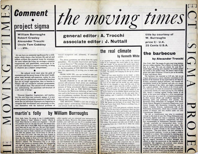 Item #39335 THE MOVING TIMES. London: Sigma Portfolio #1, nd. (c. late 1964). SIGMA PORTFOLIO.