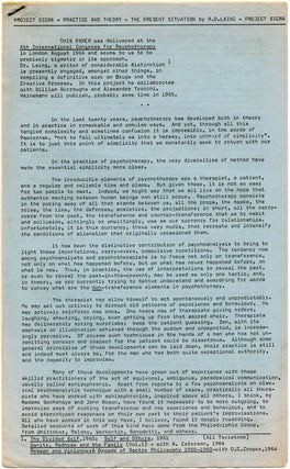Item #39338 PRACTICE AND THEORY - THE PRESENT SITUATION. London: Project Sigma #6, nd. (1964)....