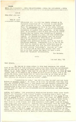 Item #39339 LETTER from STAN BRAKHAGE to ROBERT KELLY. London: Sigma Portfolio #10, nd. SIGMA...