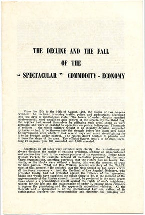 Item #39359 The Decline and the Fall of the 'Spectacular' Commodity-Economy. Paris: SI, (dated)...