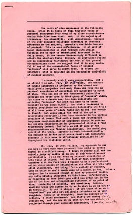 Item #39361 An 11pp. typescript (carbon) of Alexander Trocchi's essay concerning the Brain...