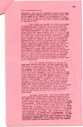 An 11pp. typescript (carbon) of Alexander Trocchi's essay concerning the Brain Committee, the Brain Report and his own heroin addiction (London, July 1966).