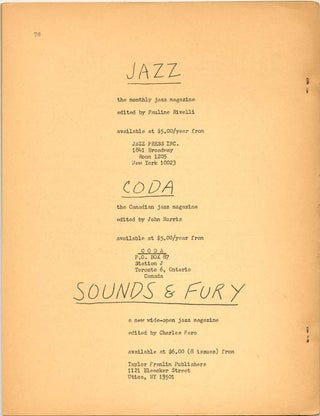 CHANGE/1. Detroit: Artists' Workshop Press, Fall/Winter 1965.