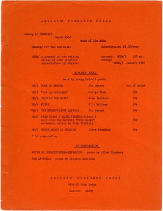 CHANGE/1. Detroit: Artists' Workshop Press, Fall/Winter 1965.