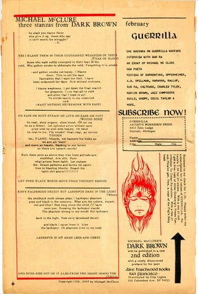 GUERRILLA - A Monthly Newspaper of Contemporary Kulchur #1 & 2 (all published). Detroit: Artists' Workshop Press, January [actually February] 1967 and June 1967.