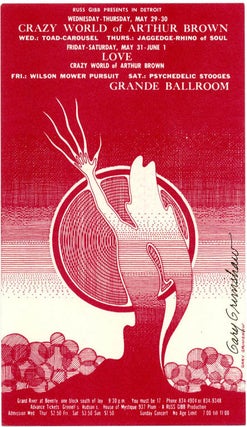 Item #39387 Original Grande Ballroom postcard designed by Gary Grimshaw announcing the...