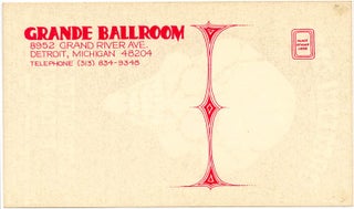Original postcard featuring artwork by Donnie Dope announcing the Grateful Dead at the Grande Ballroom, Detroit, December 1, 1968, with support from Blood, Sweat & Tears and the Rationals.
