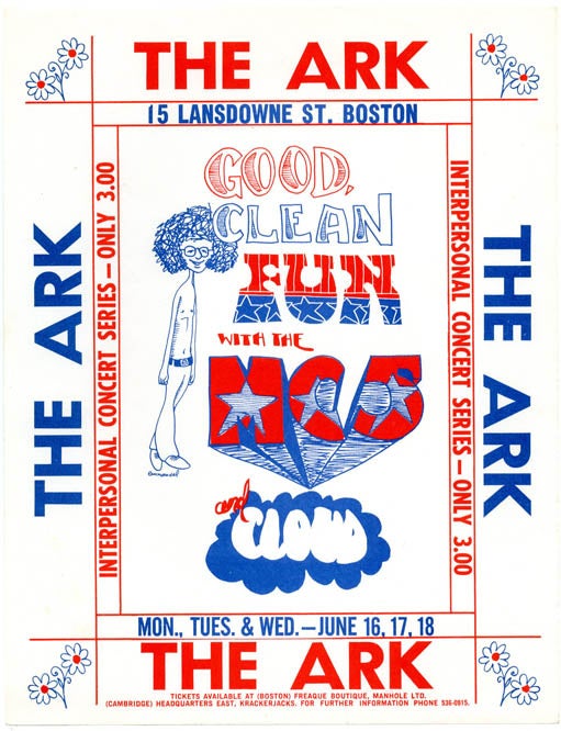 Item #39391 Original handbill announcing 'Good, Clean Fun with the MC5 and Cloud' at The Ark, Boston, Massachusetts, June 16-18, 1969. THE MC5.