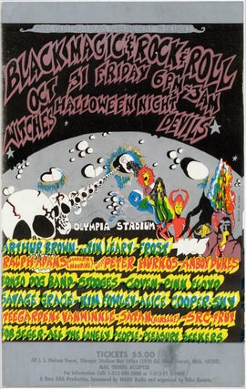 Item #39392 BLACK MAGIC & ROCK & ROLL. Original postcard with multi-colour psychedelic artwork by...