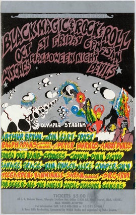 Item #39392 BLACK MAGIC & ROCK & ROLL. Original postcard with multi-colour psychedelic...