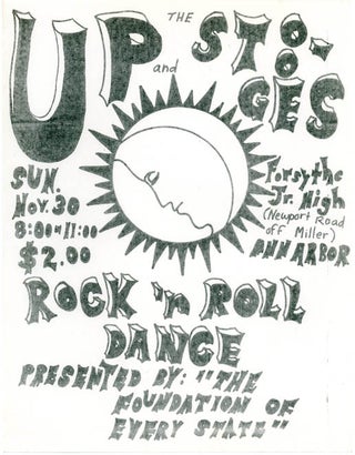 Item #39393 Original xeroxed handbill announcing the Stooges and Up in a "Rock'nRoll Dance" at...