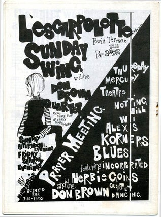 A group of 14 publicity items dating from between 1960 and 1967 promoting Live New Departures, the series of touring poetry, folk and jazz happenings organised by Michael Horovitz and Pete Brown from 1959 onwards.