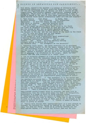 A group of 14 publicity items dating from between 1960 and 1967 promoting Live New Departures, the series of touring poetry, folk and jazz happenings organised by Michael Horovitz and Pete Brown from 1959 onwards.