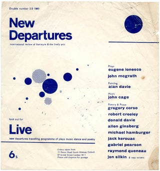 A group of 14 publicity items dating from between 1960 and 1967 promoting Live New Departures, the series of touring poetry, folk and jazz happenings organised by Michael Horovitz and Pete Brown from 1959 onwards.