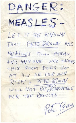 A group of 14 publicity items dating from between 1960 and 1967 promoting Live New Departures, the series of touring poetry, folk and jazz happenings organised by Michael Horovitz and Pete Brown from 1959 onwards.