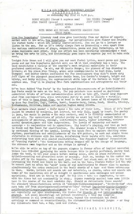 A group of 14 publicity items dating from between 1960 and 1967 promoting Live New Departures, the series of touring poetry, folk and jazz happenings organised by Michael Horovitz and Pete Brown from 1959 onwards.