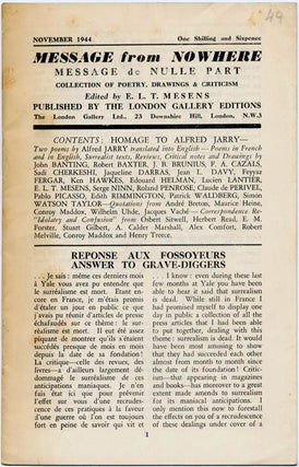 Item #39473 MESSAGE FROM NOWHERE - Message de Nulle Part: Collection of Poetry, Drawings &...