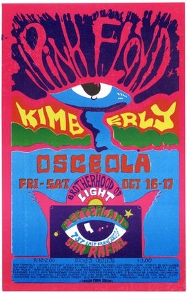 Item #39481 Original cardstock handbill announcing Pink Floyd's shows at Pepperland, San Rafael,...