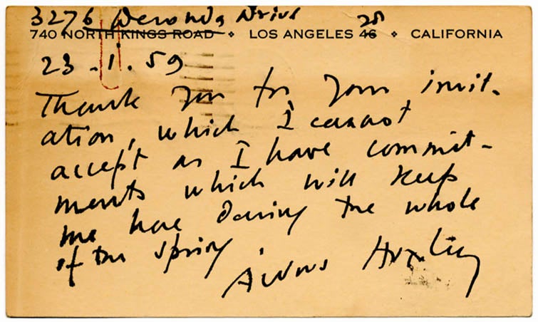 Item #39506 A small collection of correspondence to Steve Abrams, including cards and letters from Aldous Huxley, Allen Ginsberg and RD Laing, together with Abrams’ contemporary address book, brimful with contacts, and other ephemera. Steve ABRAMS.