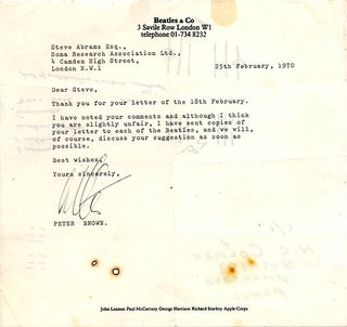 A small collection of correspondence to Steve Abrams, including cards and letters from Aldous Huxley, Allen Ginsberg and RD Laing, together with Abrams’ contemporary address book, brimful with contacts, and other ephemera.