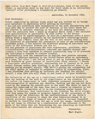 Two open letters by Bart Huges, dated Amsterdam August 23 and December 31, 1965 respectively.