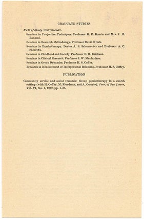 Summary of the Dissertation… for the Degree of Doctor of Philosophy (in) Psychology. University of California, September 1950.