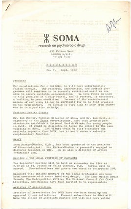 A comprehensive collection of publications and documents issued by SOMA, the drug research project founded in London by Steve Abrams that campaigned for cannabis law reform.