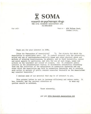 A comprehensive collection of publications and documents issued by SOMA, the drug research project founded in London by Steve Abrams that campaigned for cannabis law reform.