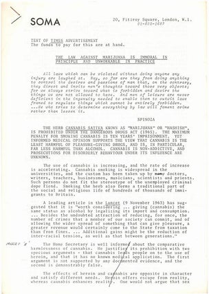 A comprehensive collection of publications and documents issued by SOMA, the drug research project founded in London by Steve Abrams that campaigned for cannabis law reform.