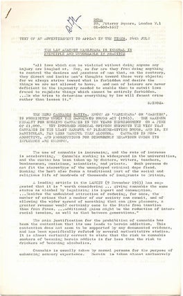 A comprehensive collection of publications and documents issued by SOMA, the drug research project founded in London by Steve Abrams that campaigned for cannabis law reform.