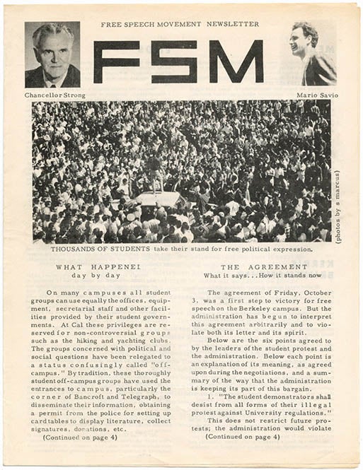 Item #39685 FSM Newsletter #1-3 (Berkeley, CA: privately printed, October 9, October 20 and November 2, 1964). FREE SPEECH MOVEMENT.