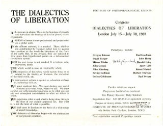 Item #39688 A group of documents from the Congress of the Dialectics of Liberation, held at the...
