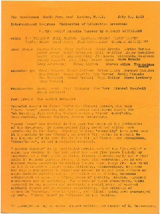 A group of documents from the Congress of the Dialectics of Liberation, held at the Roundhouse in Chalk Farm, north London between July 15-30, 1967.