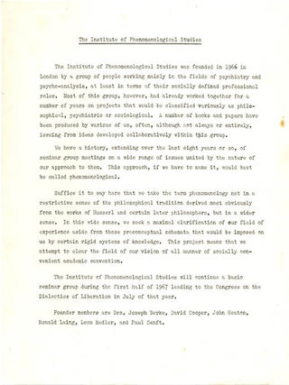 A group of documents from the Congress of the Dialectics of Liberation, held at the Roundhouse in Chalk Farm, north London between July 15-30, 1967.