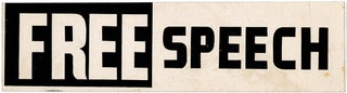 Item #39690 An original, unused ‘Free Speech’ bumper sticker, c. 1964. FREE SPEECH MOVEMENT